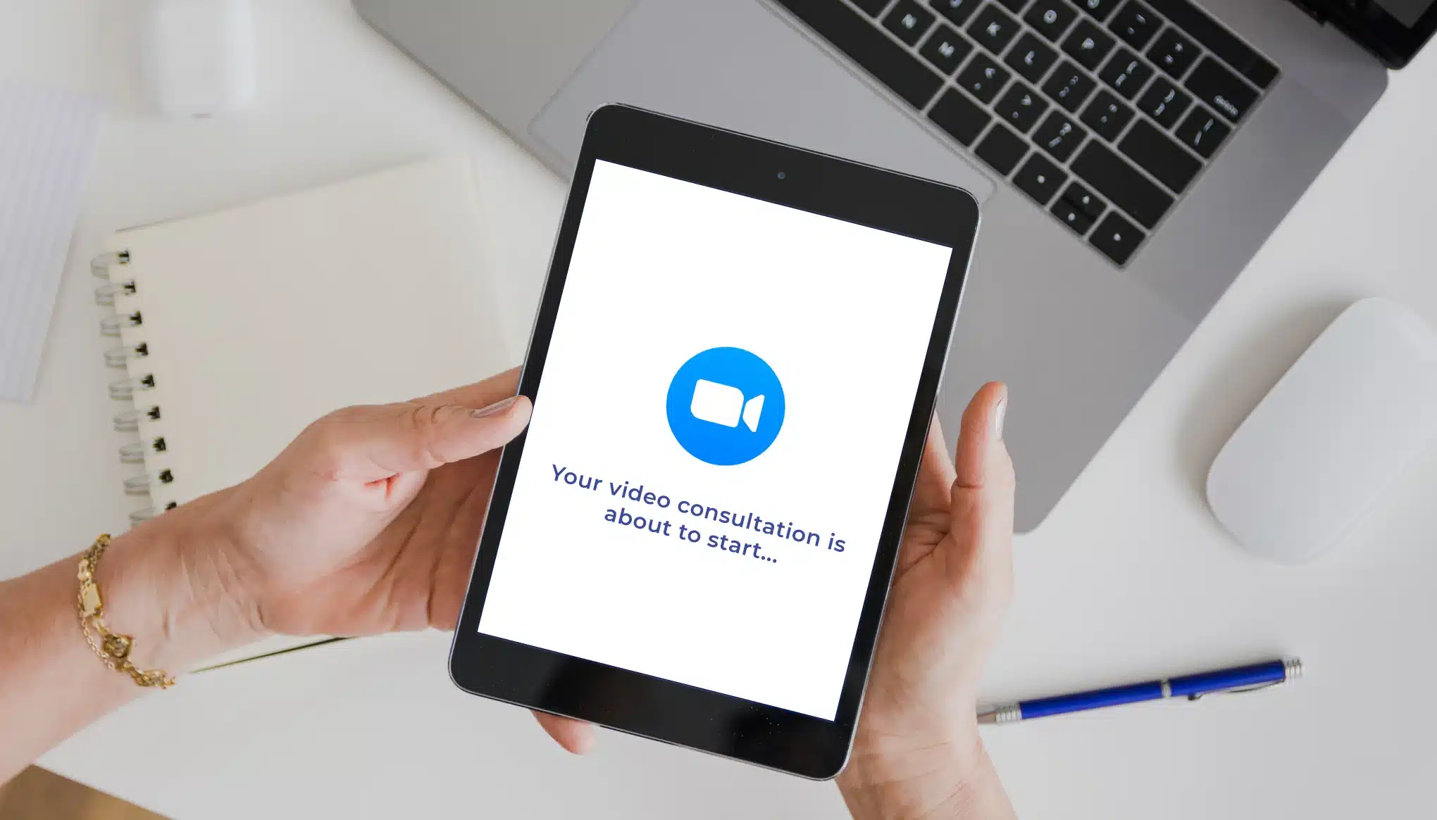 Tablet with Zoom logo